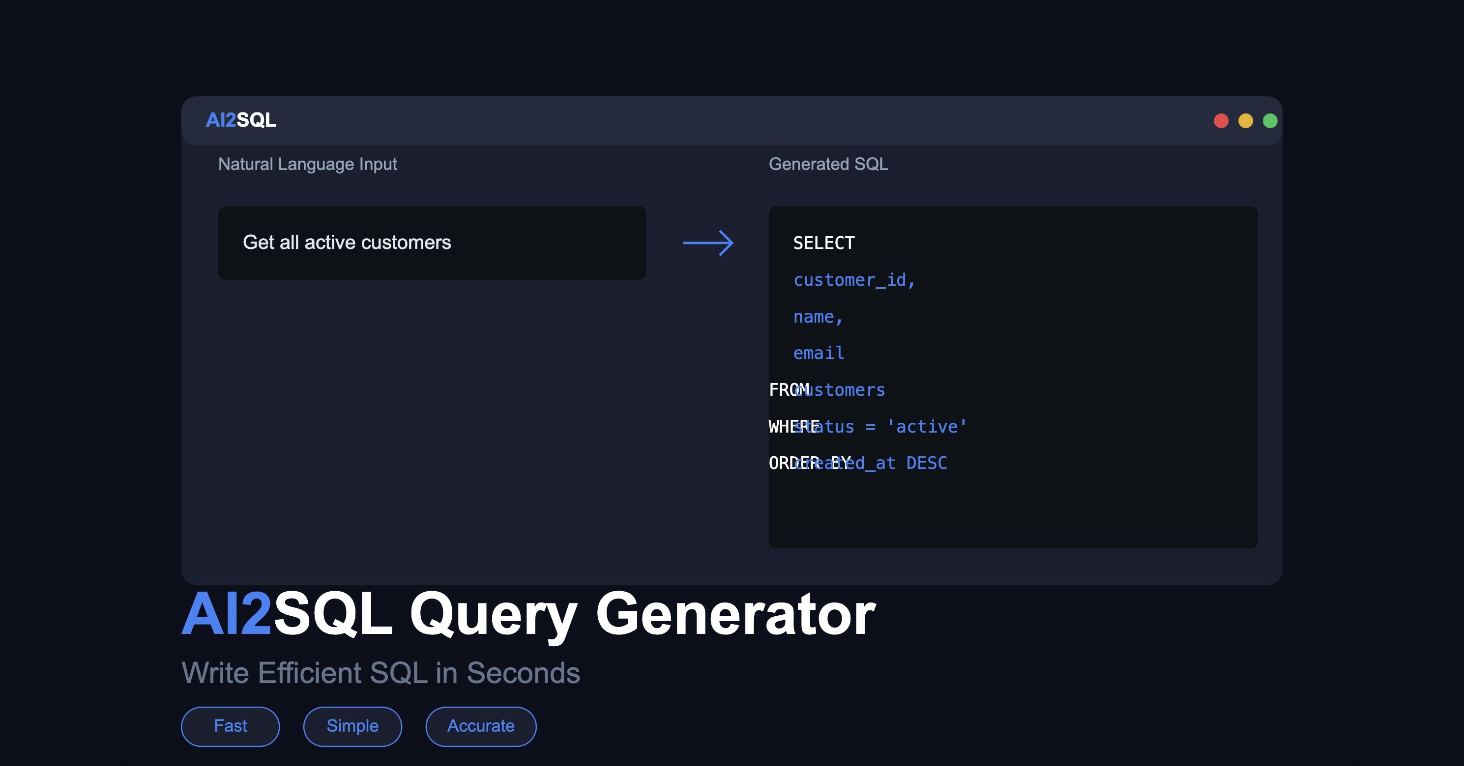 Preview of AI 2 SQL